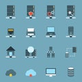 Server Hosting Icons Flat