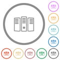 Server hosting outline flat icons with outlines