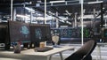 Server hub PC screens tracking rackmounts processing machine learning datasets Royalty Free Stock Photo