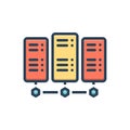 Color illustration icon for server, disk and file