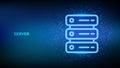 Server icon. Computer server and data storage background. Server hosting. Database storage. Data center. Circuit board pattern. Royalty Free Stock Photo