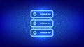Server icon. Computer server and data storage background. Server hosting. Database storage. Data center. Circuit board pattern. Royalty Free Stock Photo