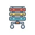 Color illustration icon for server, connection and diagram