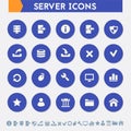 Server icon set. Material circle buttons Royalty Free Stock Photo