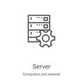 server icon vector from computers and network collection. Thin line server outline icon vector illustration. Linear symbol for use Royalty Free Stock Photo