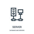 server icon vector from database and servers collection. Thin line server outline icon vector illustration