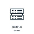server icon vector from hardware collection. Thin line server outline icon vector illustration