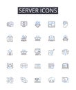 Server icons line icons collection. Computer symbols, Desktop graphics, Interface buttons, App icons, Online symbols Royalty Free Stock Photo