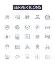 Server icons line icons collection. Computer symbols, Desktop graphics, Interface buttons, App icons, Online symbols Royalty Free Stock Photo