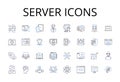 Server icons line icons collection. Computer symbols, Desktop graphics, Interface buttons, App icons, Online symbols Royalty Free Stock Photo