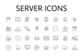 Server icons line icons collection. Computer symbols, Desktop graphics, Interface buttons, App icons, Online symbols