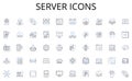 Server icons line icons collection. Luxurious, Exclusive, High-end, Elite, Lavish, Prestigious, Extravagant vector and