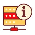 Server Info Badge in Flat Colored Style Showing Information Access and System Details Royalty Free Stock Photo
