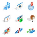 Server installation icons set, isometric style