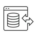 Server interface file transfer, icon in line design. Server, interface, file, transfer, data, upload, download on white