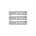 Server line icon, network storage outline vector