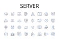 Server line icons collection. Host, Node, Machine, Platform, Computer, System, Nerk vector and linear illustration Royalty Free Stock Photo