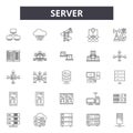 Server line icons, signs, vector set, linear concept, outline illustration