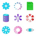 Server loading icon set, cartoon style Royalty Free Stock Photo