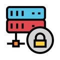 Server lock color line icon