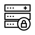 Server lock vector line icon