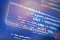 Server logs analysis. Closeup developing programming and coding technologies. Developer working on web sites codes in office Royalty Free Stock Photo