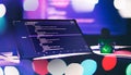 Server logs analysis. Closeup developing programming and coding technologies. Developer working on web sites codes in Royalty Free Stock Photo
