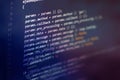 Server logs analysis. Closeup developing programming and coding technologies. Developer working on web sites codes in office Royalty Free Stock Photo