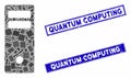 Server Mainframe Mosaic and Grunge Rectangle Quantum Computing Seals