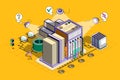 Server maintenance concept 3d isometric outline web design