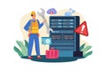 Server Maintenance Illustration concept. A flat illustration isolated on white background Royalty Free Stock Photo