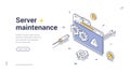 Server Maintenance And Website Under Construction Technical Support Isometric Banner Vector Illustration Royalty Free Stock Photo