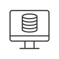 Server monitoring, icon in line design. Server, monitoring, network, system, performance, alert, uptime on white