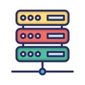 Server, online server, server network, hosting fully editable vector icons Royalty Free Stock Photo