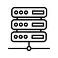 Server, online server, server network, hosting fully editable vector icons Royalty Free Stock Photo