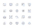 Server outline icons collection. Server, Hosting, Servers, Web-Server, Database, DNS, Virtual vector and illustration Royalty Free Stock Photo