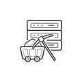 Server and pickaxe hand drawn outline doodle icon. Royalty Free Stock Photo