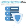 Server protected icon vector with flat color style isolated on white background. Vector illustration data protected sign symbol Royalty Free Stock Photo