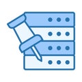 Server Push Pin Badge in Flat Colored Style for Marking Points and System Highlighting Royalty Free Stock Photo