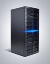 Server Rack with Blue Data Transfer Light Royalty Free Stock Photo
