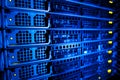 Server rack cluster in a data center Royalty Free Stock Photo