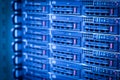 Server rack cluster in a data center Royalty Free Stock Photo