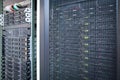 Server rack cluster in a data center Royalty Free Stock Photo