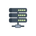 Server rack connected to ssl, secure sockets layer, data security concept icon Royalty Free Stock Photo