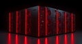 Server Rack Data Center with Red Led Lights in Dark Environment Royalty Free Stock Photo