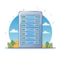 Server Rack with Data Processing System Illustration Depicting Internet Infrastructure and Cloud Computing Technology Royalty Free Stock Photo