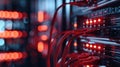 The glowing server rack.AI generated image Royalty Free Stock Photo