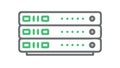 Server rack icon: data center, network infrastructure, hosting, computing, vector design Generative AI Royalty Free Stock Photo
