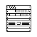 Server rack icon with stacked network equipment panels, front view line art symbol for data Royalty Free Stock Photo