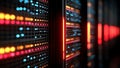 Server Rack Lights Neon LEDs (ai generated) Royalty Free Stock Photo